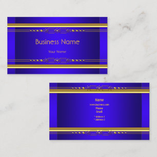 Elegant Classy Royal Blue Yellow Gold Company Business Card