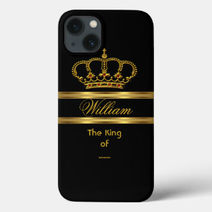 Elegant Classy Royal King Gold Black Crown 3 iPhone 13 Case