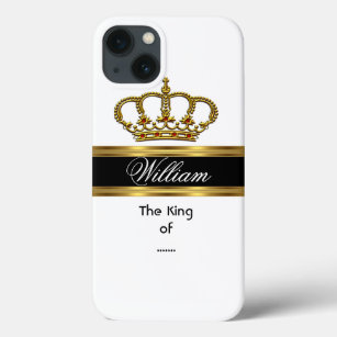 Elegant Classy Royal King Gold Black White Crown iPhone 13 Case