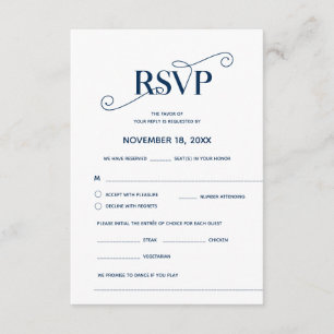 Elegant Classy, RSVP,  Navy Blue Font, Respond Enclosure Card