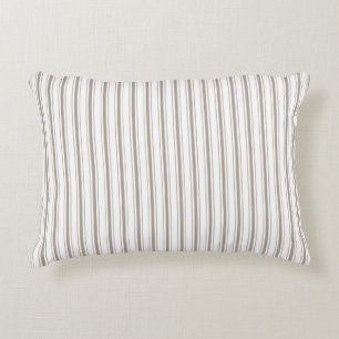 Elegant Classy Rustic Beige French Ticking Stripes Decorative Cushion