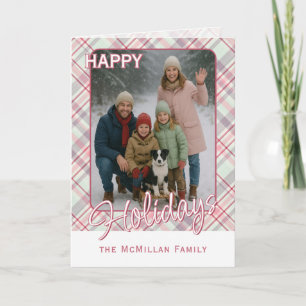 Elegant Classy Rustic Plaid Pattern Holiday Card