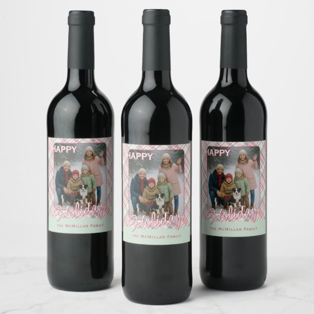 Elegant Classy Rustic Plaid Pattern Wine Label (Bottles)