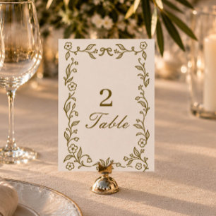 Elegant Classy rustic Table number card
