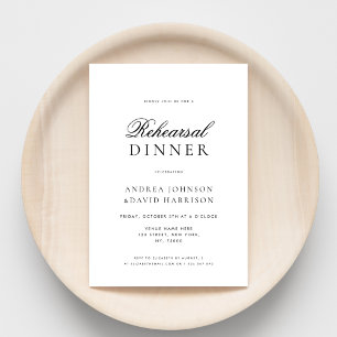 Elegant Classy Script Minimalist Rehearsal Dinner Invitation