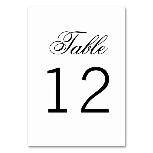 Elegant Classy Script Traditional Table Number (Front)