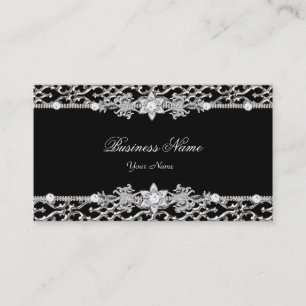 Elegant Classy Silver Black Diamond 2 Business Card