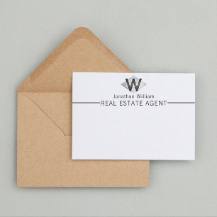 Elegant Classy Silver Black Personalised Monogram Card