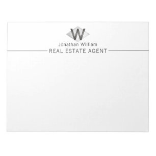 Elegant Classy Silver Black Personalised Monogram Notepad