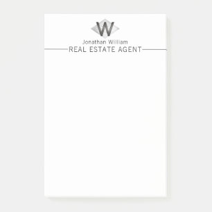  Elegant Classy Silver Black Personalised Monogram Post-it Notes