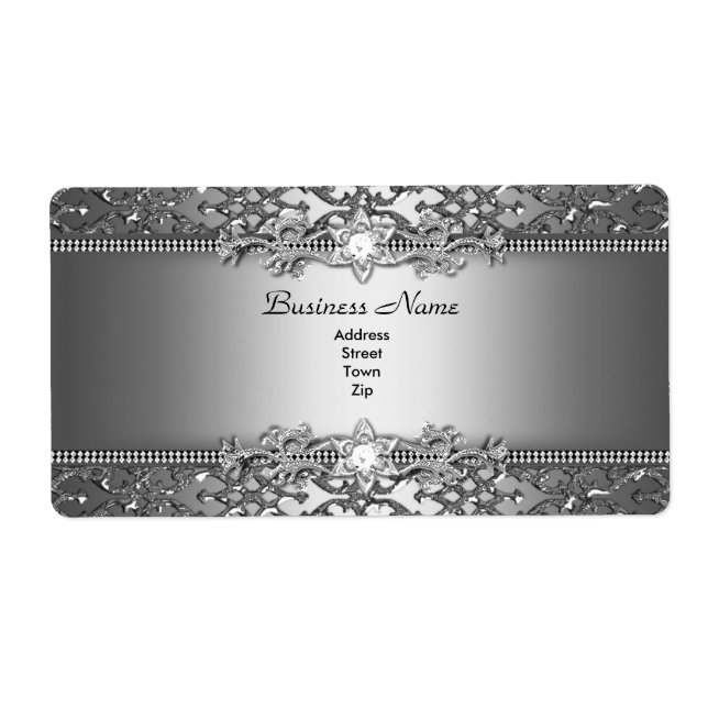 Elegant Classy Silver Damask Embossed Jewel (Front)