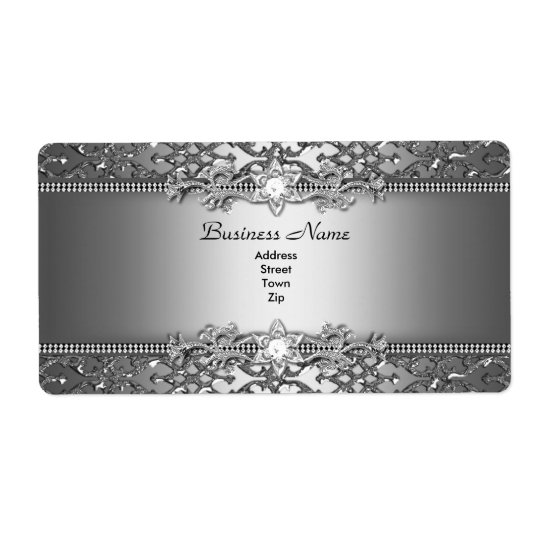 Elegant Classy Silver Damask Embossed Jewel Shipping Label