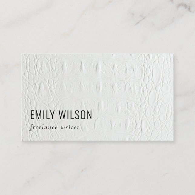 Elegant Classy Simple Ivory White Leather Texture Business Card (Front)