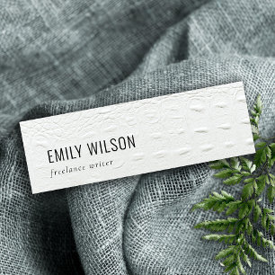 Elegant Classy Simple Ivory White Leather Texture Mini Business Card