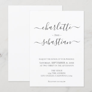 Elegant Classy Simple Typography Style Wedding Invitation