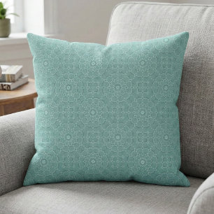 Elegant Classy Teal Mosaic Geometric Pattern Fabric