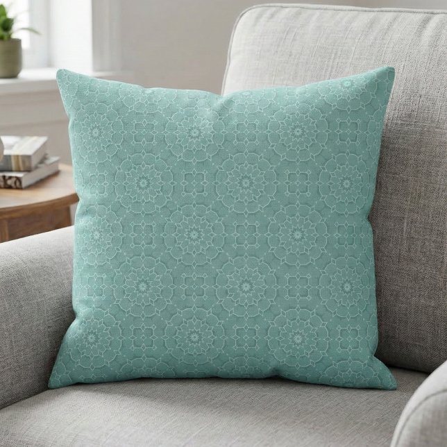 Elegant Classy Teal Mosaic Geometric Pattern Fabric (Creator Uploaded)