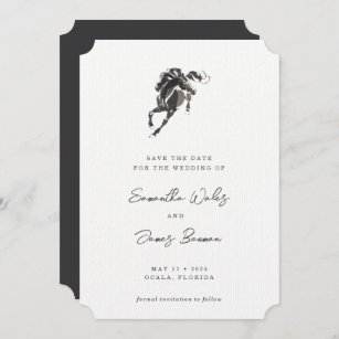Elegant Classy Watercolor Horse Equestrian Wedding Save The Date
