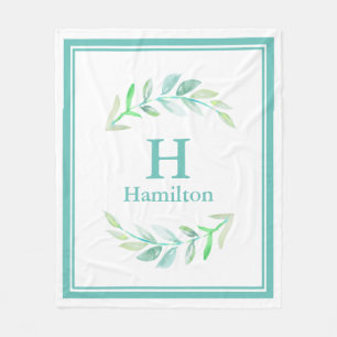 Elegant Classy Watercolor Laurels Double Frame Fleece Blanket