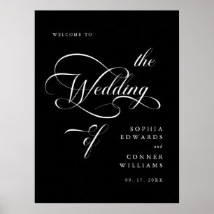 Elegant Classy Wedding Black Welcome Sign