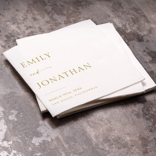 Elegant Classy White and Gold Wedding Napkin