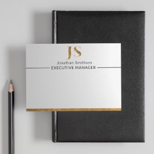 Elegant Classy White & Gold Personalised Monogram Card