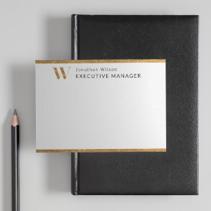 Elegant Classy White & Gold Personalised Monogram Card