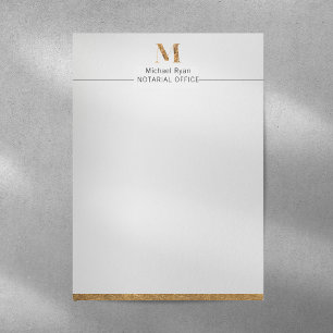 Elegant Classy White & Gold Personalised Monogram Custom Letterhead