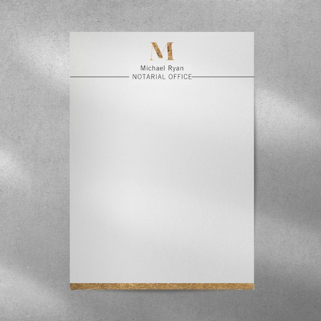 Elegant Classy White & Gold Personalised Monogram  Custom Letterhead (Creator Uploaded)