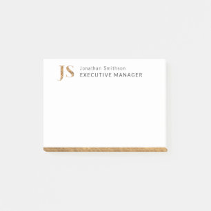 Elegant Classy White & Gold Personalised Monogram  Post-it Notes