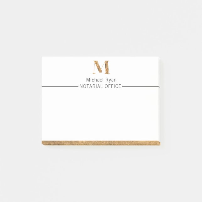Elegant Classy White & Gold Personalised Monogram  Post-it Notes (Front)