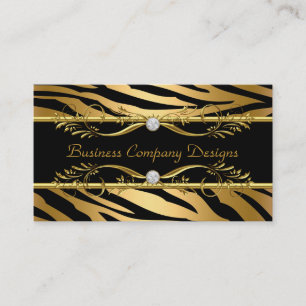 Elegant Classy Zebra Gold Black Embossed Look Business Card