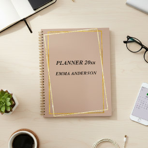 Elegant Clay Gold Your Name Planner