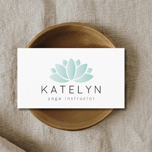 Elegant Clean Blue Lotus Icon Yoga Instructor Business Card