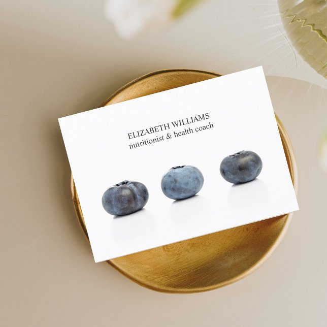 Elegant Clean Blueberry Nutritionist Health Coach Business Card (Creator Uploaded)
