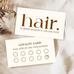 Elegant Clean Boho Brown Bold Hair Stylist Business Card