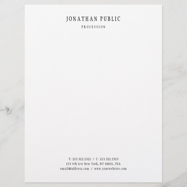 Elegant Clean Design Classic Look Template White Custom Letterhead (Front)