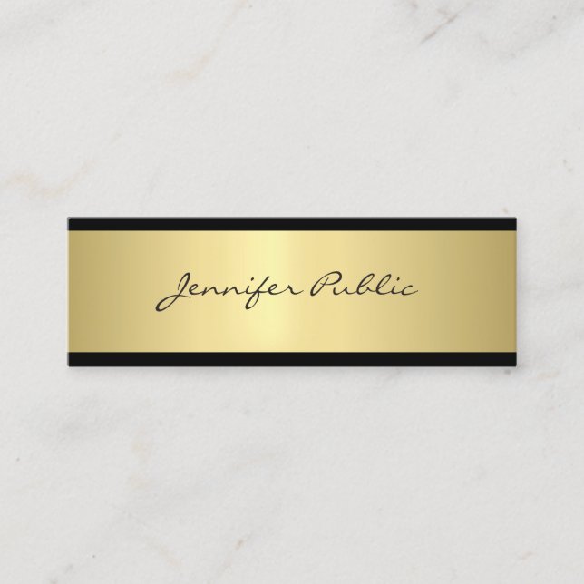 Elegant Clean Design Gold Glamourous Professional Mini Business Card (Front)