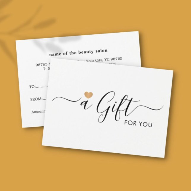 Elegant Clean Faux Gold Heart Gift Certificate (Creator Uploaded)