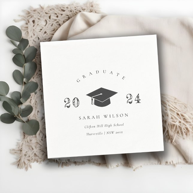 Elegant Clean Minimal Simple Graduation Cap Napkin (Creator Uploaded)