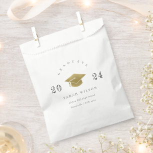 Elegant Clean Minimal Simple Graduation Gold Foil Favour Bag