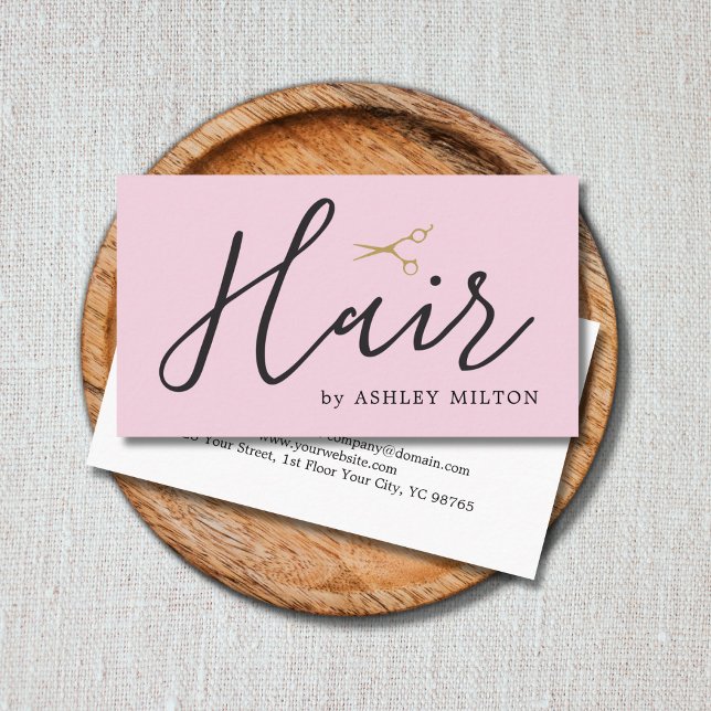 Elegant Clean Pale Rose Scissors Hair Stylist Business Card (Creator Uploaded)