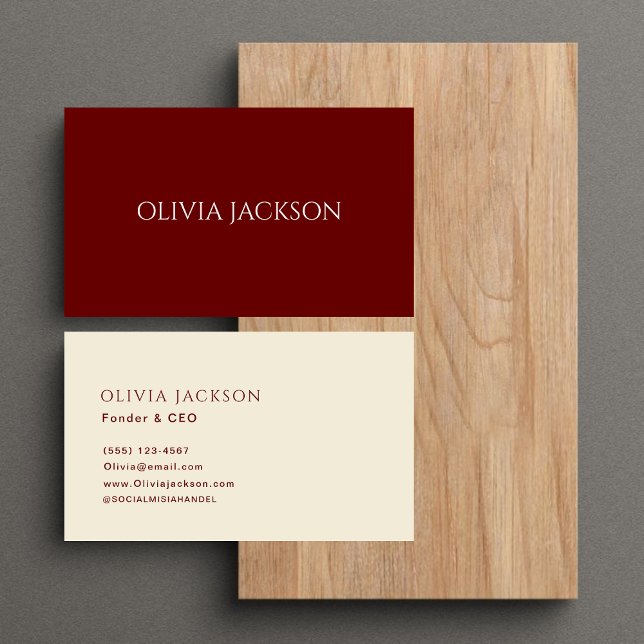 Elegant Clean Professional Red Typography  Business Card (Creator Uploaded)