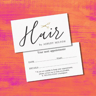 Elegant Clean Scissors Hair Stylist Appointment Business Card