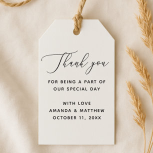 Elegant Clean Script. Minimalist Wedding Thank You Gift Tags
