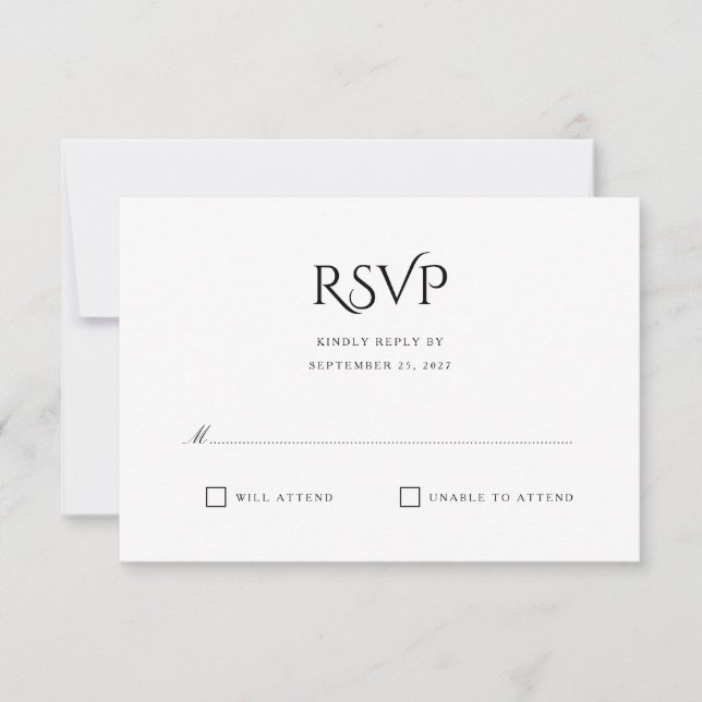 Elegant Clean Simple White Response RSVP Card (Front)