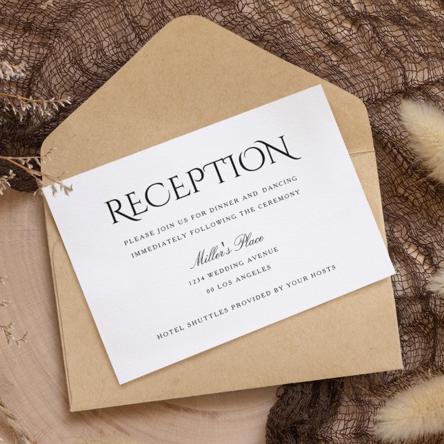 Elegant Clean Simple White Wedding Reception Card (Creator Uploaded)