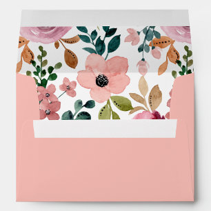 Elegant Clean Watercolor Colourful Flowers Floral  Envelope
