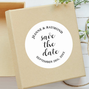 Elegant Clean Wedding Announcement Save the date  Classic Round Sticker