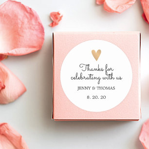 Elegant Clean Wedding Thank You Classic Round Sticker